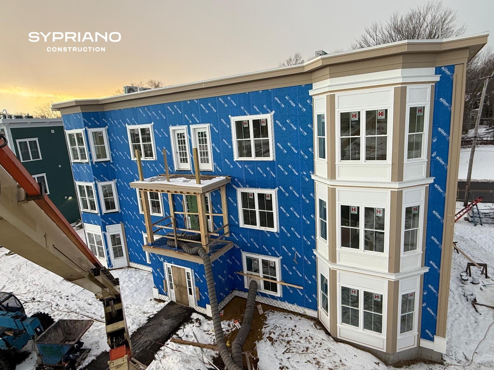 Siding process house wrap and trim